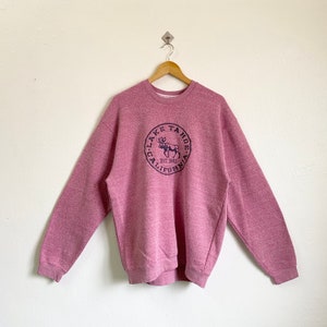 Vintage Lake Tahoe California Crewneck Sweatshirt Embroidery Logo Pink Color Men’s XXL