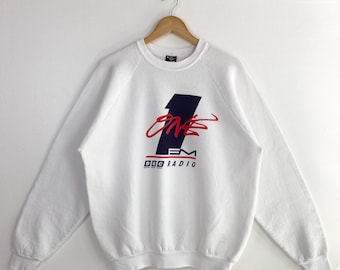 90s BBC Radio 1 Crewneck Sweatshirt Print Logo White Color Men’s XL