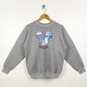 Disney 'Mickey Mouse' sweater met ronde hals uit de jaren 90, print logo grijze kleur heren M