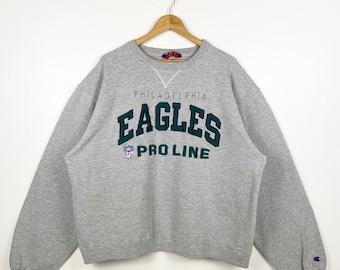 Vintage NFL Philadelphia ‘Eagles’ Crewneck Sweatshirt Embroidery Logo Grey Color Men’s XXL