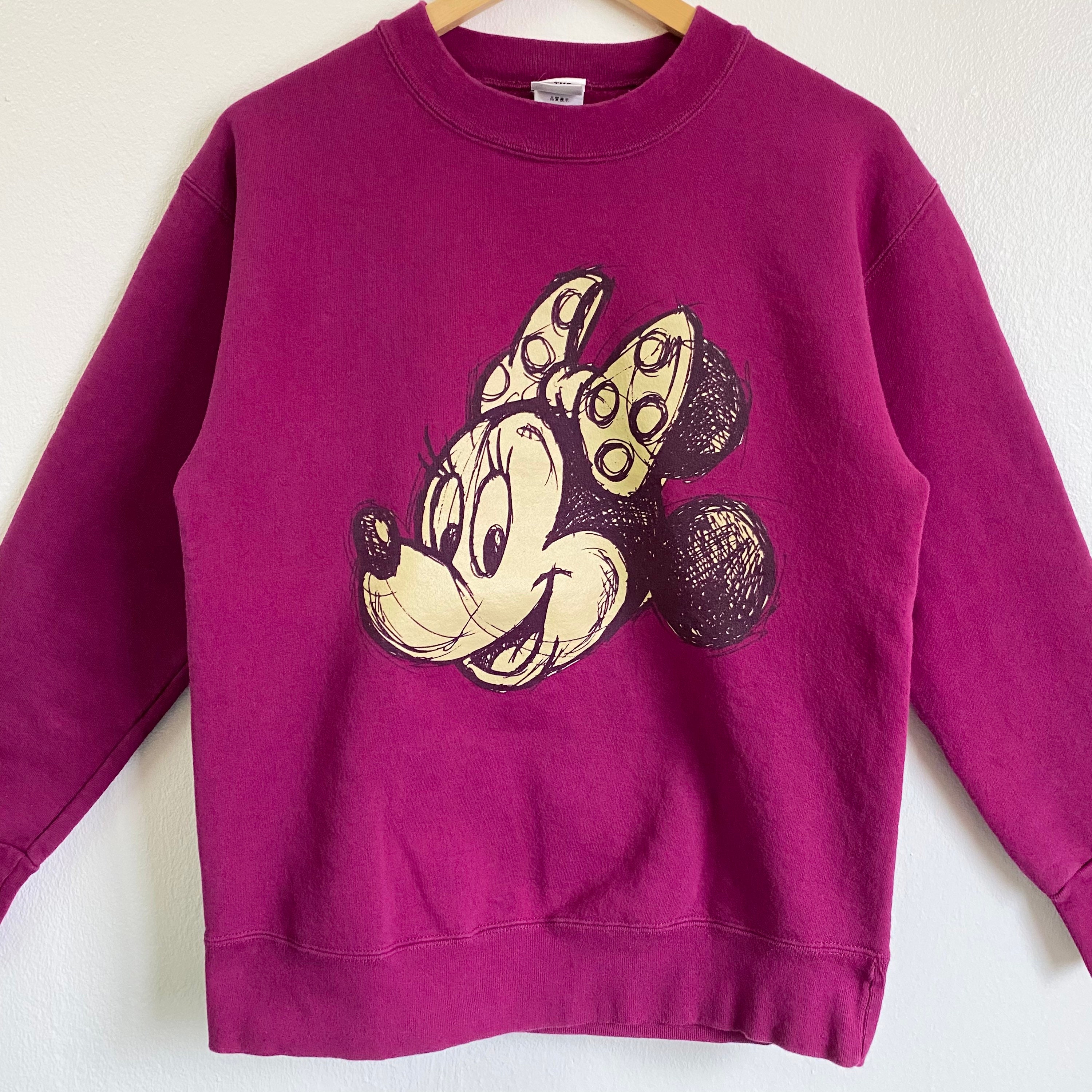 90s Disney Minnie Mouse Crewneck Sweatshirt Print Logo Purple 