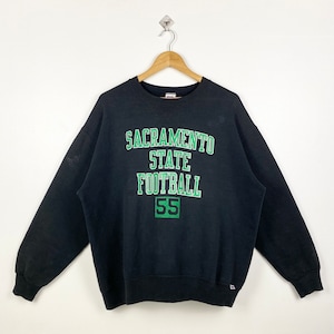 90s Distressed NCAA California State University, Sacramento ‘Hornets’ Crewneck Sweatshirt Print Logo Black Color Men’s XXL
