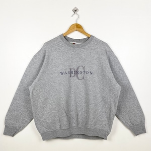 vintage Washington DC - Sweat-shirt ras du cou en détresse avec logo imprimé couleur grise pour homme XL