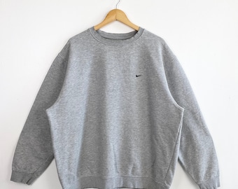 Vintage Nike Crewneck Sweatshirt - Embroidery Logo - Grey Color - Men’s XL