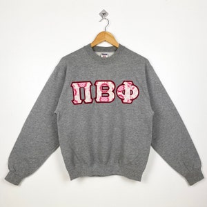 Vintage Pi Beta Phi Crewneck Sweatshirt Embroidery Logo Grey Color Men’s S
