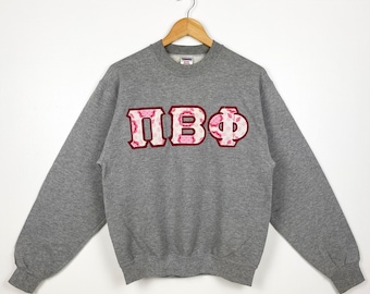 Vintage Pi Beta Phi Crewneck Sweatshirt Embroidery Logo Grey Color Men’s S