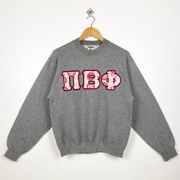 Vintage Pi Beta Phi Crewneck Sweatshirt Embroidery Logo Grey Color Men’s S