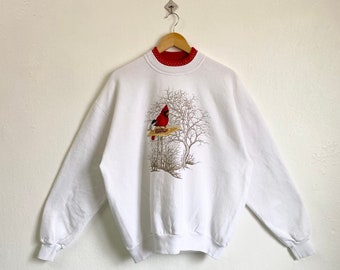 90s Morning Sun Cardinals Crewneck Sweatshirt Embroidery Logo White Color Men’s XL