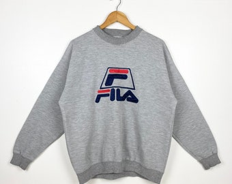 90s Fila Crewneck Sweatshirt Embroidery Logo Grey Color Men’s M