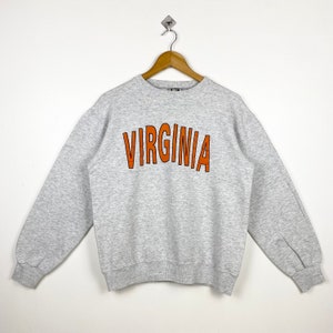 90s NCAA University Of Virginia Cavaliers Crewneck Sweatshirt Print Logo Grey Color Men’s L