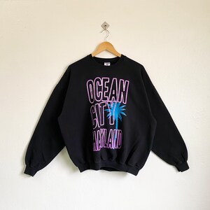 Vintage Ocean City Maryland Crewneck Sweatshirt Print Logo Black Color Men’s XL