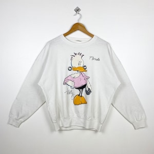 80s Florida Crewneck Sweatshirt Print Logo White Color Men’s L