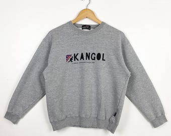 Vintage Kangol-sweater met ronde hals en logo grijze kleur dames M