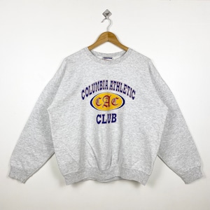 90s Columbia Athletic Club Crewneck Sweatshirt Print Logo Grey Color Men’s L