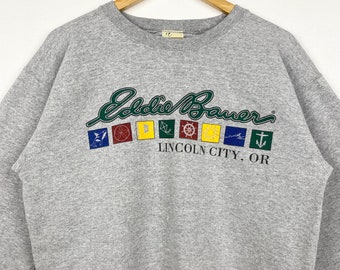 Vintage Eddie Bauer Crewneck Sweatshirt Print Logo Grey Color Mens S Etsy UK