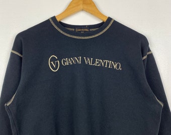 90s Gianni Valentino Crewneck Sweatshirt Embroidery Logo Black Color Women’s Fit XS