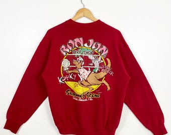 80s Ron Jon Surf Shop Crewneck Sweatshirt Print Logo Red Color Men’s M