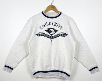 90s Eagle Crest Crewneck Sweatshirt Print Logo Grey Color Men’s M