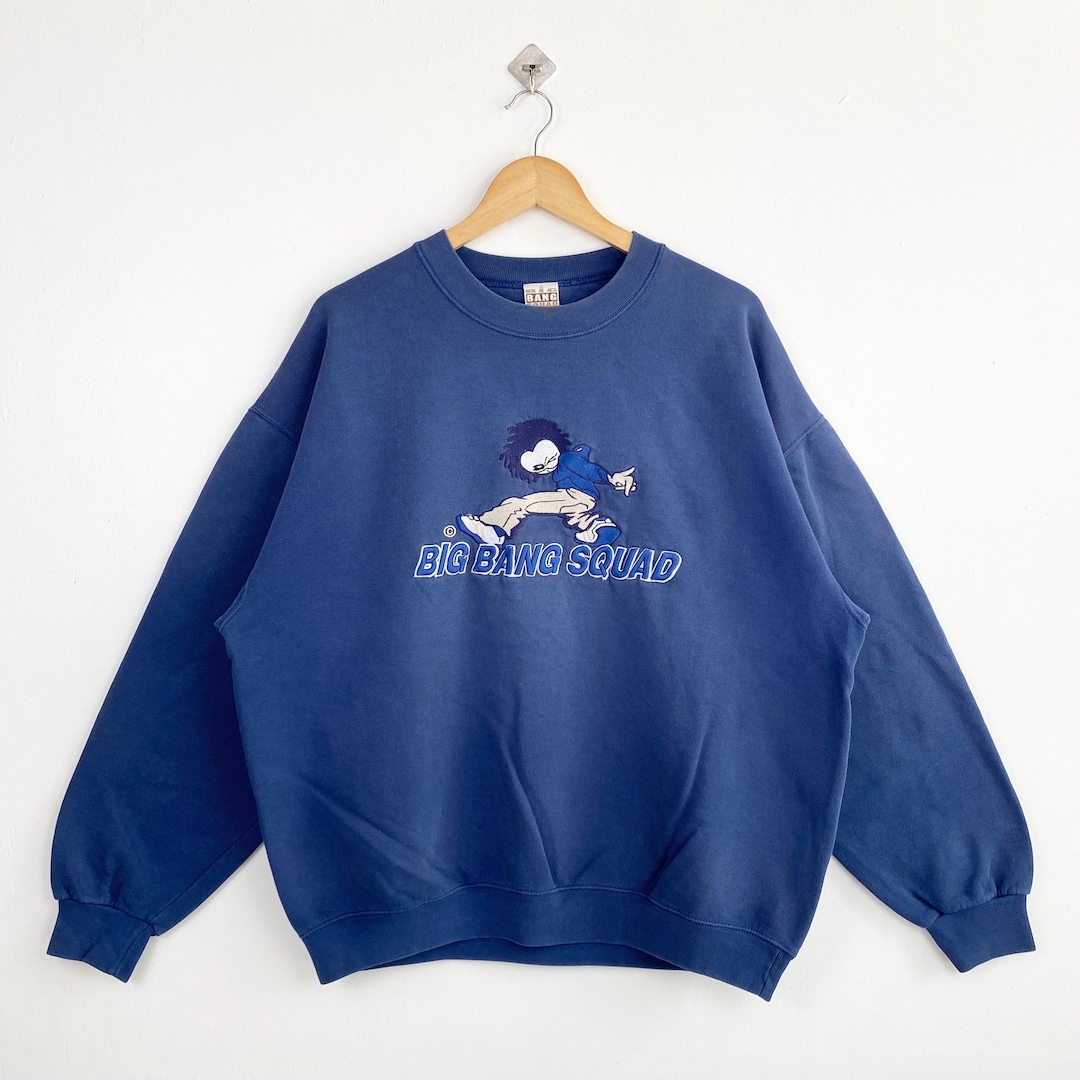 Lサイズ BIGBANG 20周年 スウェット ブルー 90s Big Bang Squad Crewneck Sweatshirt Embroidery Logo Blue Color