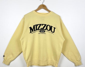 Vintage NCAA University of Missouri „Tigers“ Crewneck Sweatshirt Stickerei Logo Gelb Farbe Herren M