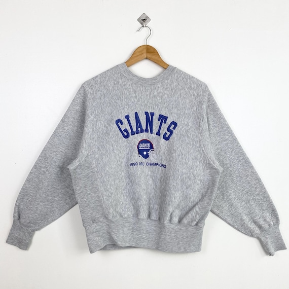 90s NFL New York 'giants' Crewneck Sweatshirt Embroidery Logo Grey