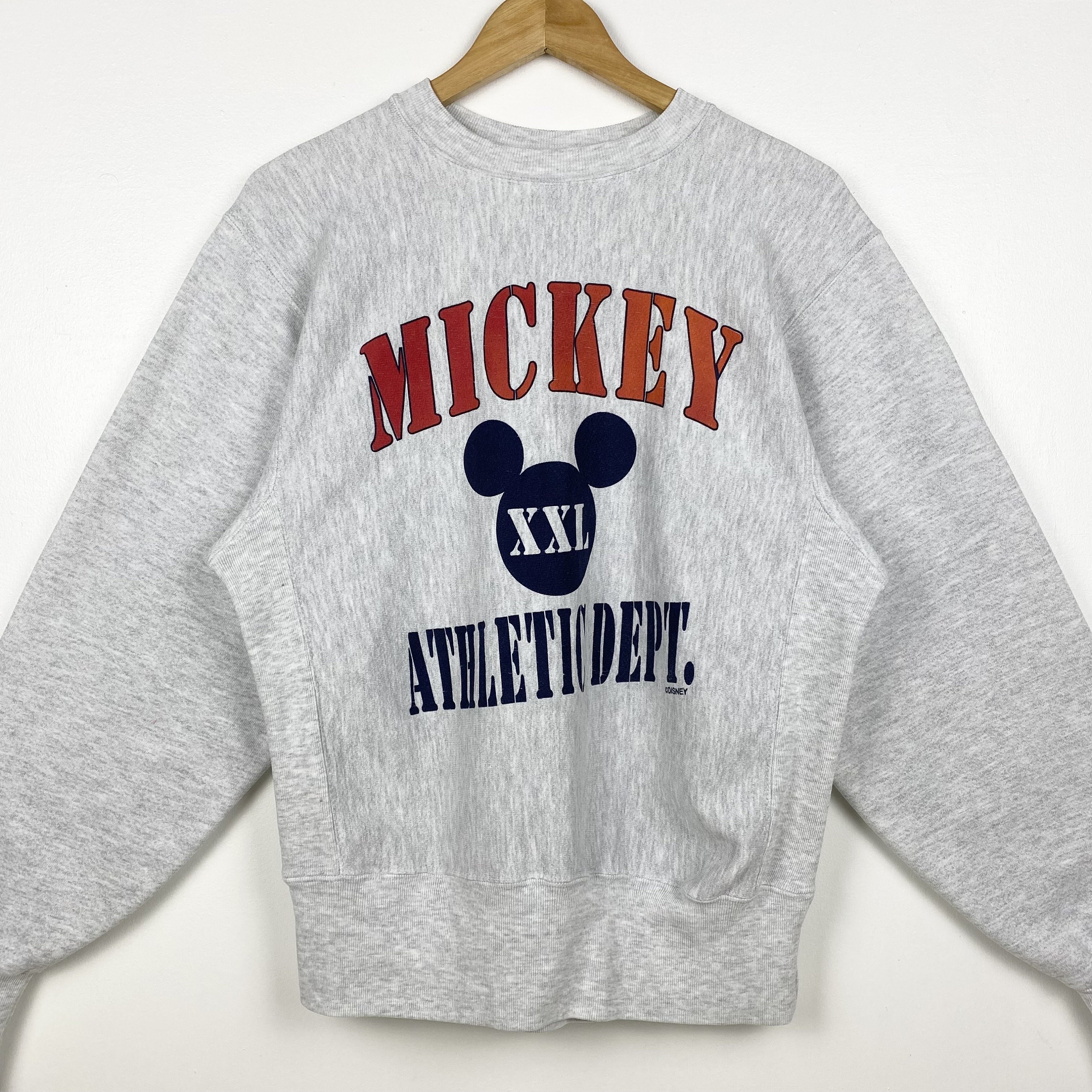 90s Disney Mickey Mouse Crewneck Sweatshirt Print Logo Grey Color
