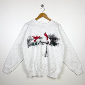 90s Art Cardinal Crewneck Sweatshirt Print Logo Grey Color Men’s XL
