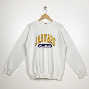 Vintage Jaguars Volleyball Crewneck Sweatshirt Print Logo White Color Men’s M