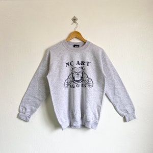 Vintage North Carolina A&T Aggies Crewneck Sweatshirt Print Logo Grey Color Men’s S