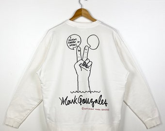 Vintage Mark Gonzales Crewneck Sweatshirt Print Logo Black