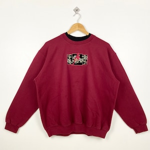 90s Art Cardinal Crewneck Sweatshirt Embroidery Logo Red Color Women’s L