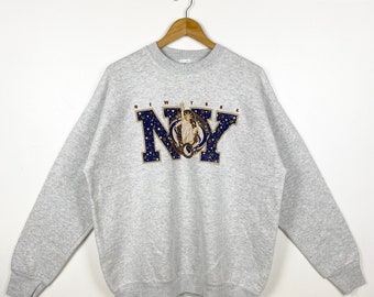 90s New York Crewneck Sweatshirt Print Logo Grey Color Men’s XL