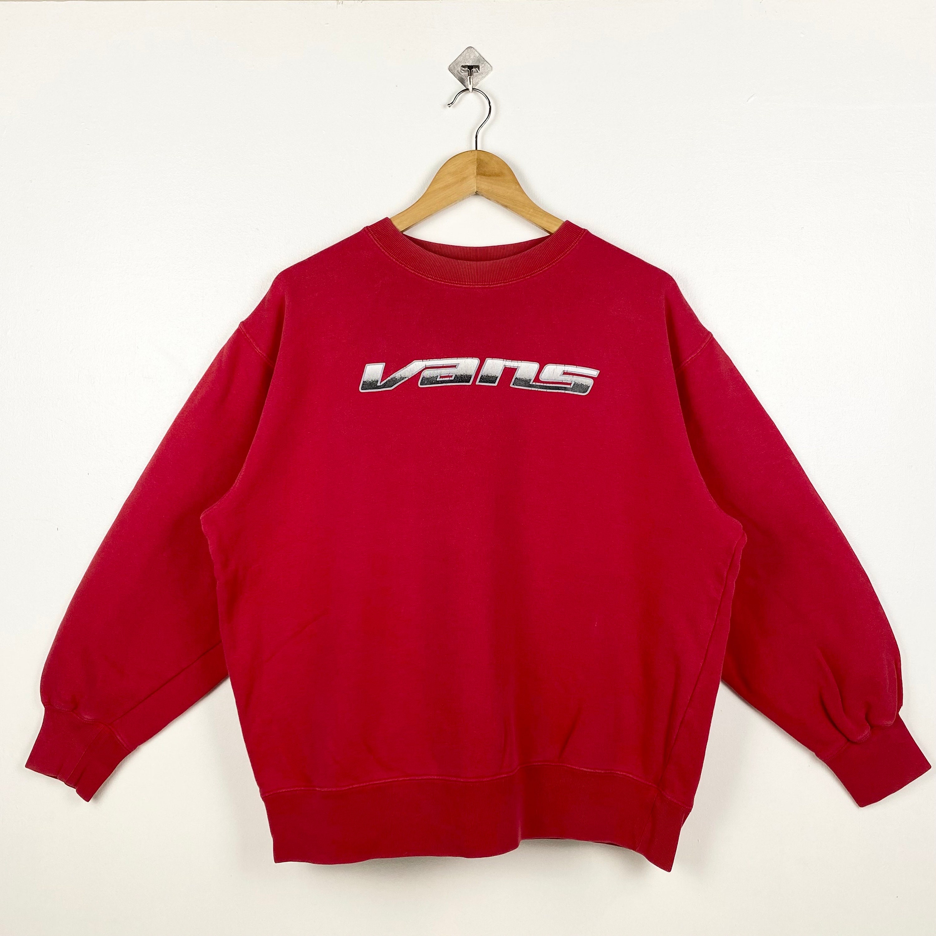 Vans, 90s Vans Crewneck Sweatshirt Print Logo Red Color Men’s L