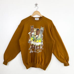 90s Polo Club Crewneck Sweatshirt Print Logo Brown Color Men’s L