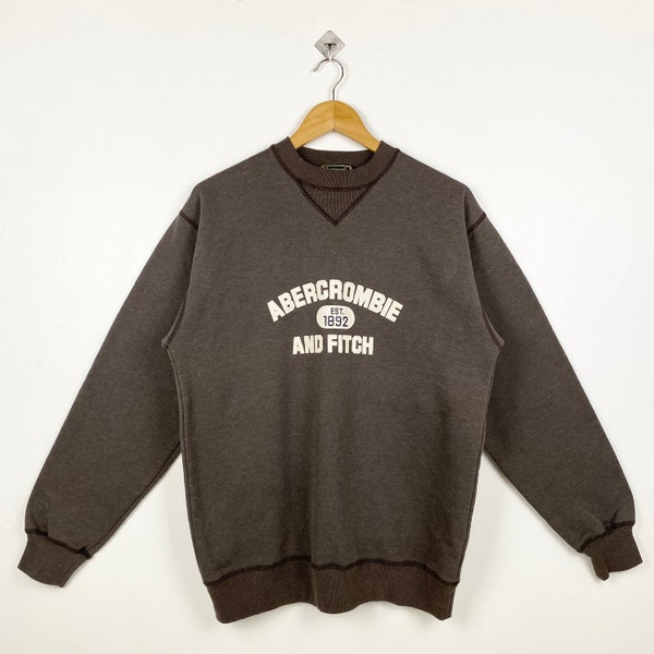 Vintage Abercrombie and Fitch Crewneck Sweatshirt Print Logo Brown Color Men’s M