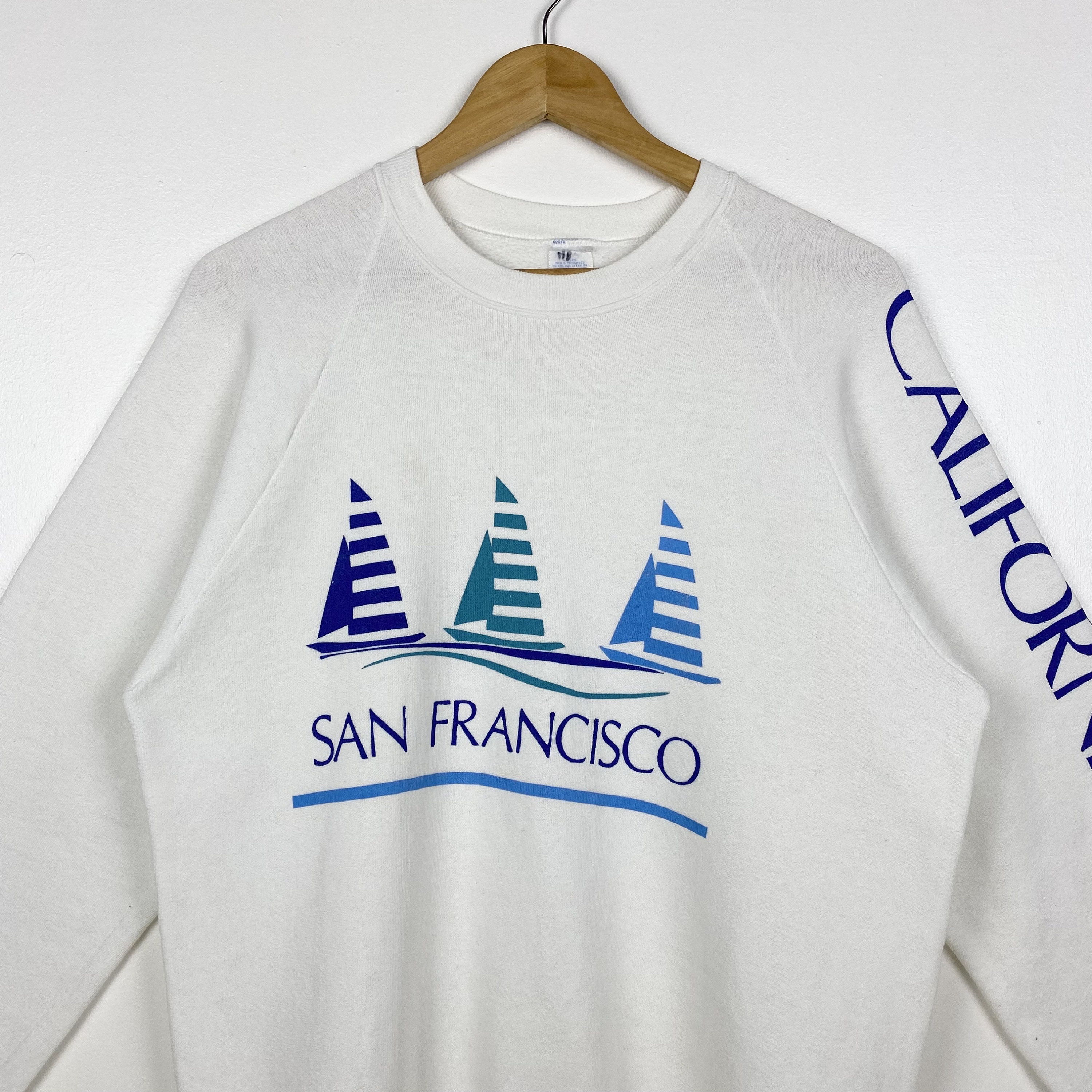 80s San Francisco Crewneck Sweatshirt Print Logo White Color Men