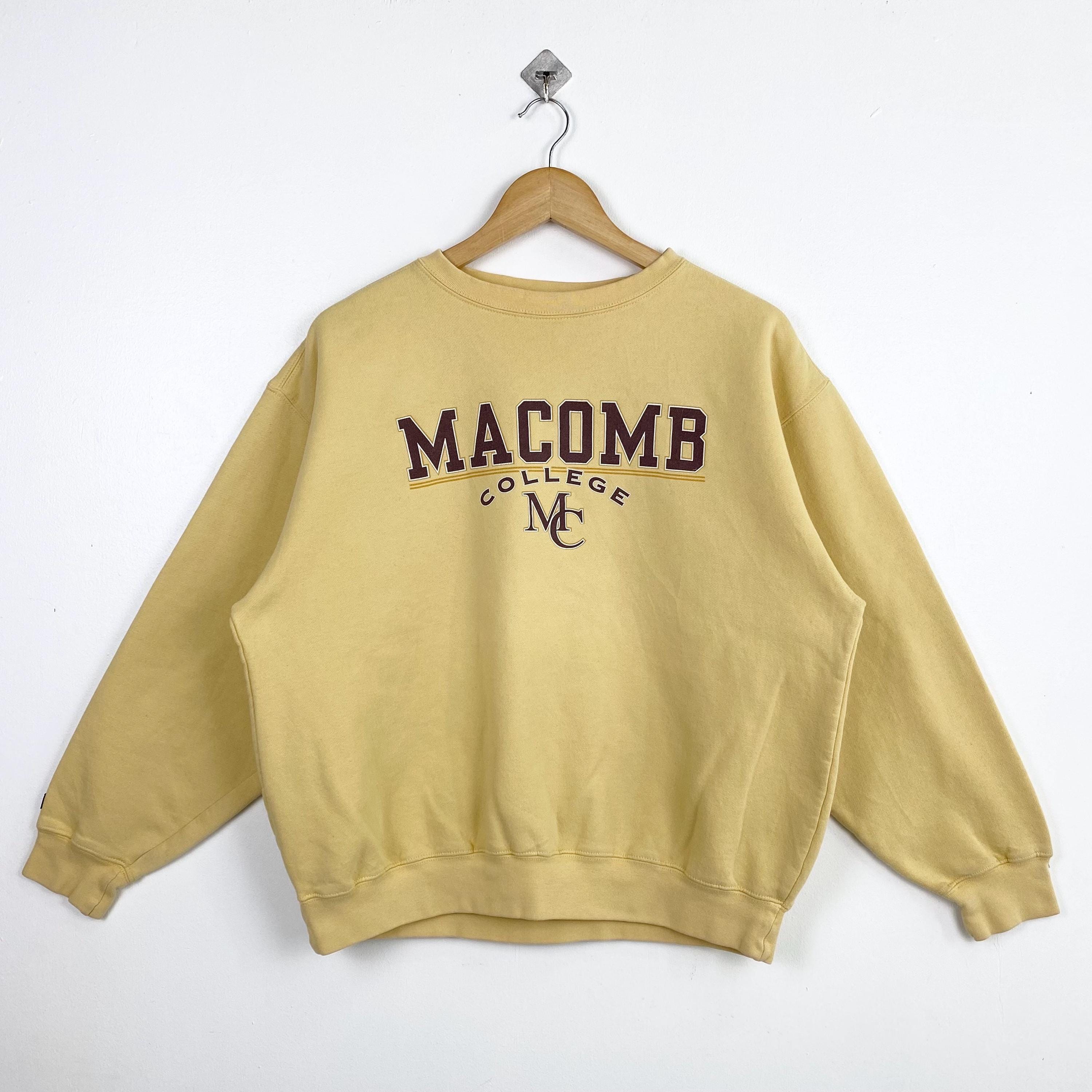 Vintage Macomb College Crewneck Sweatshirt Print Logo Brown Color 