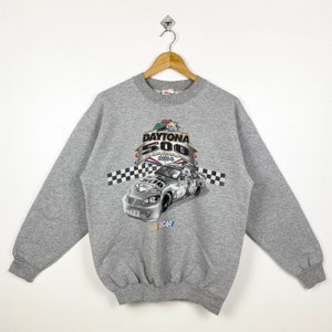 Vintage Disney Mickey Mouse X Nascar sweatshirt met ronde hals en print logo grijze kleur heren M