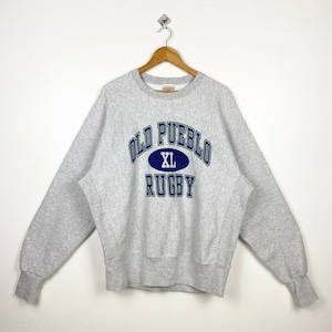 90s Old Pueblo Rugby Crewneck Sweatshirt Print Logo Grey Color Men’s XL