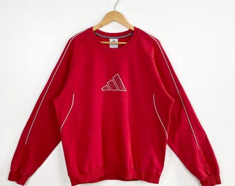 Vintage Adidas Crewneck Sweatshirt - Embroidery Logo - Red Color - Men’s XL