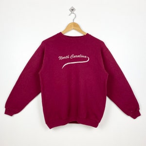 90s North Carolina Crewneck Sweatshirt Embroidery Logo Red Color Men’s S