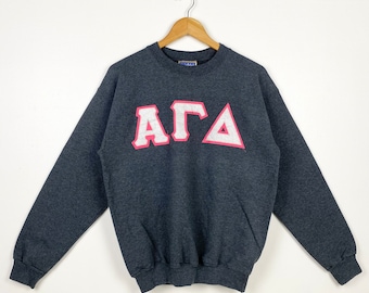 Vintage Alpha Gamma Delta Crewneck Sweatshirt Embroidery Logo Grey Color Men’s S