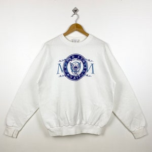 90s United States Navy Crewneck Sweatshirt Print Logo White Color Men’s L