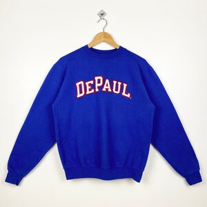 Vintage NCAA DePaul University Blue Demons Crewneck Sweatshirt Embroidery Blue Color Men’s S