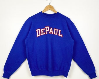 Vintage NCAA DePaul University Blue Demons Crewneck Sweatshirt Embroidery Blue Color Men’s S