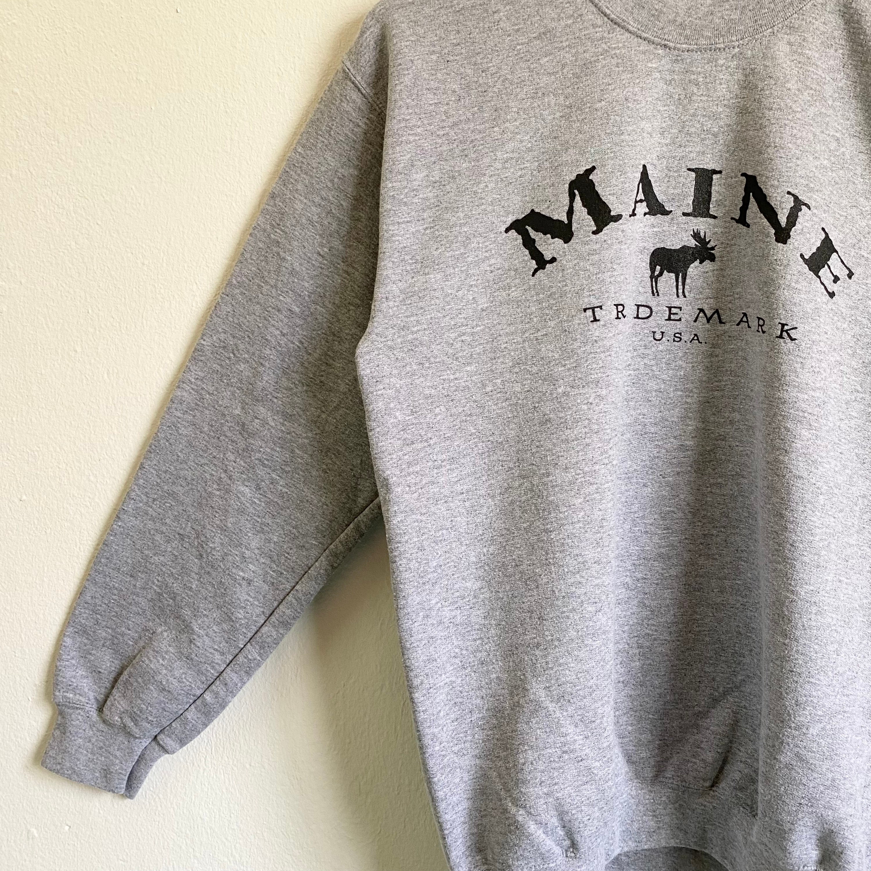Vintage Maine Crewneck Sweatshirt Print Logo Grey Color Men's M - Etsy