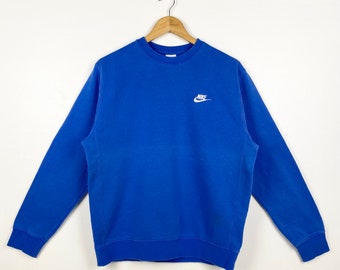 Nike Sweat-shirt ras du cou avec logo brodé, couleur bleue, homme S