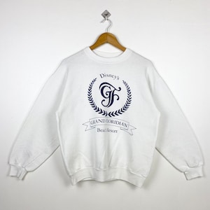 Disney-sweater uit de jaren 90 met ronde hals en logo, witte kleur heren L