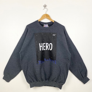 Vintage Art Hero Crewneck Sweatshirt Print Logo Grey Color Men’s L