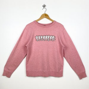 Vintage Keith Haring Crewneck Sweatshirt Print Logo Pink Color Men’s S